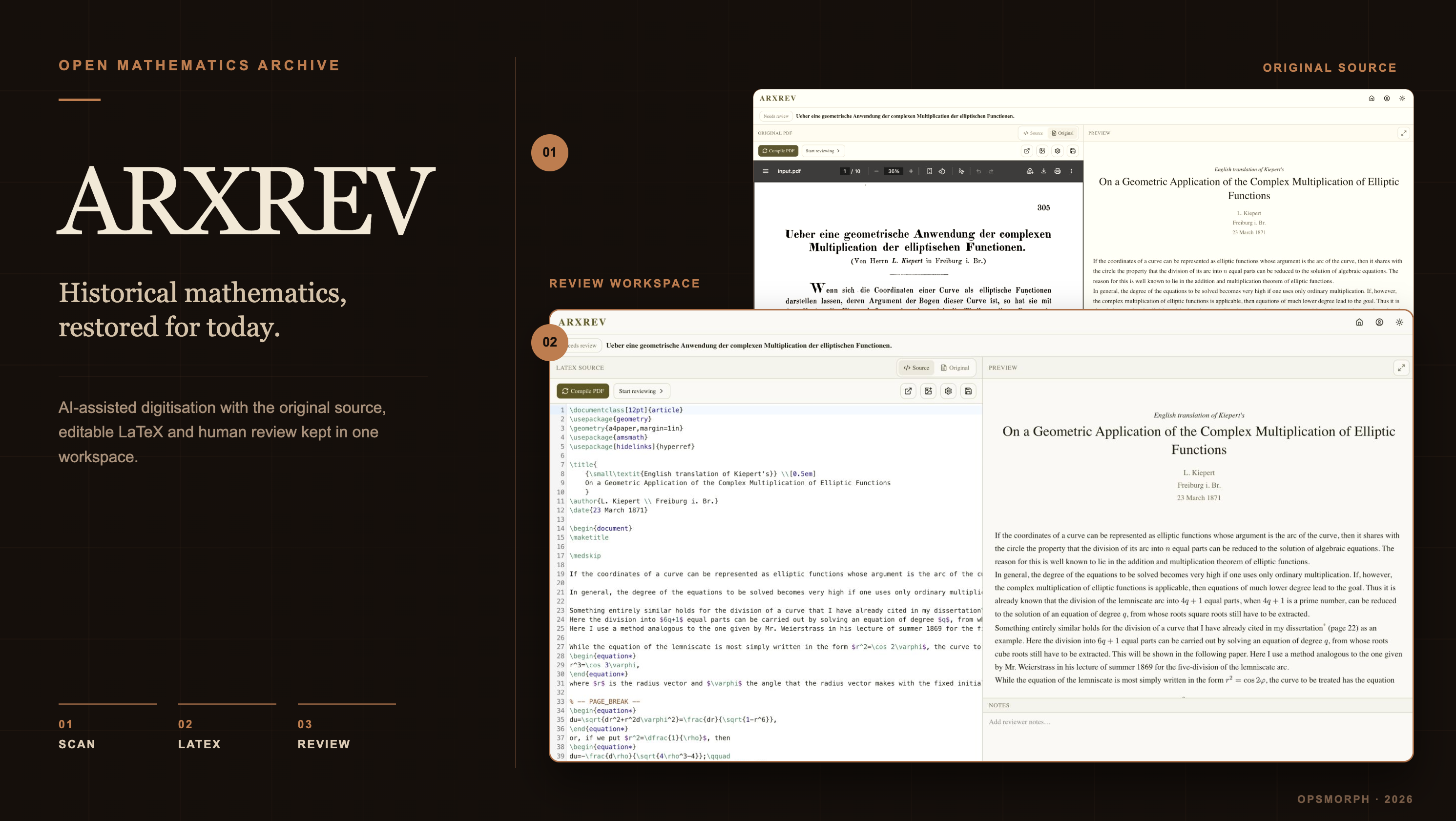 ArXRev: Bringing Historical Mathematics Back to Life
