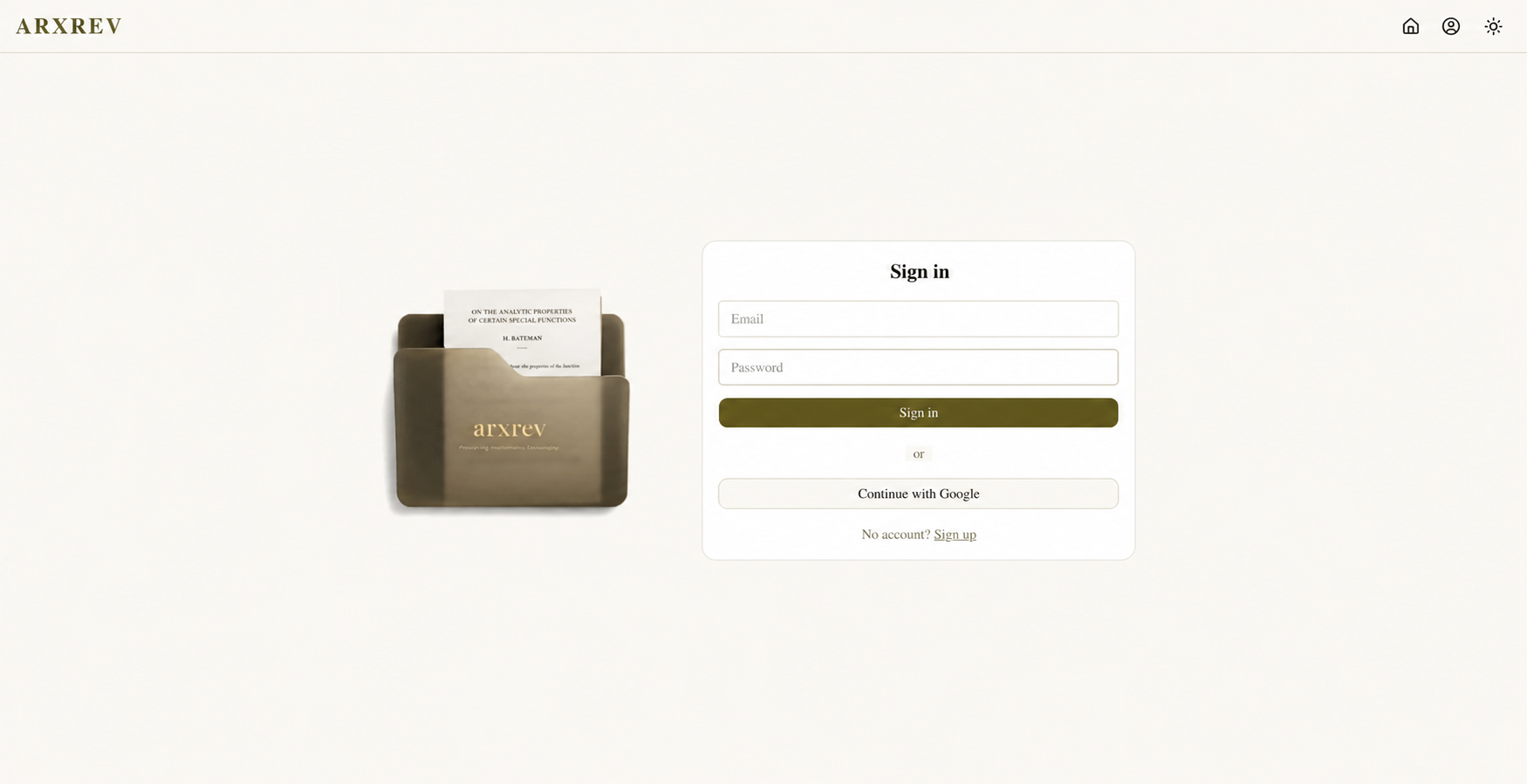 ArXRev invitation-only sign-in workspace